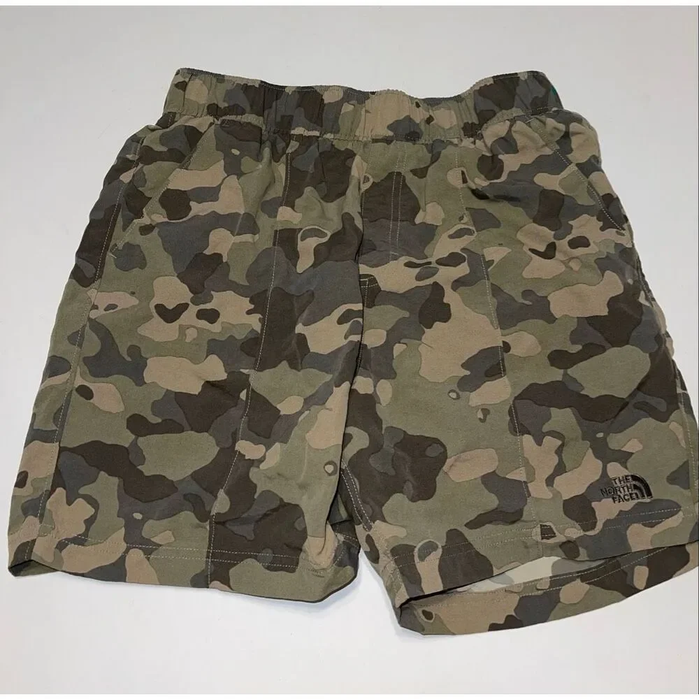 The North Face Lined Camo Print Swim Trunks Men's Small Green